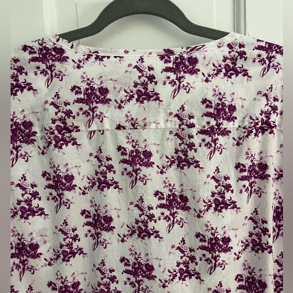 Ellis 100% Cotton White Purple Boho Button Up Blouse size 18/20 - Picture 9 of 10